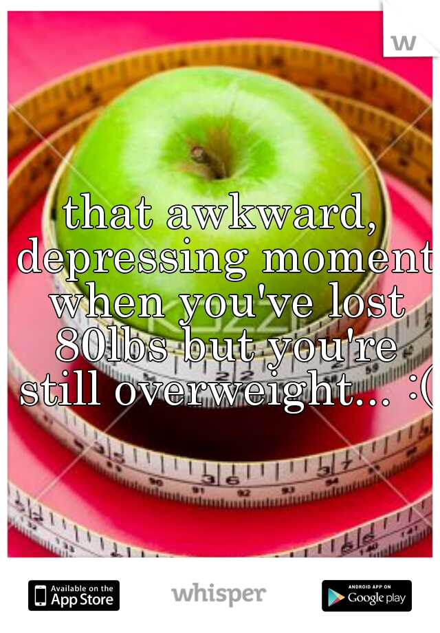 that awkward, depressing moment when you've lost 80lbs but you're still overweight... :(