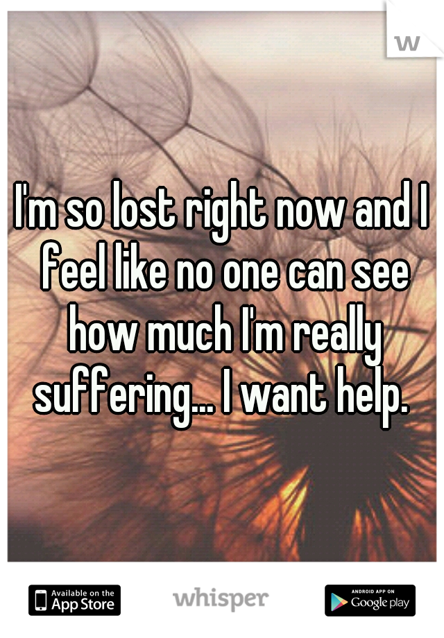 I'm so lost right now and I feel like no one can see how much I'm really suffering... I want help. 