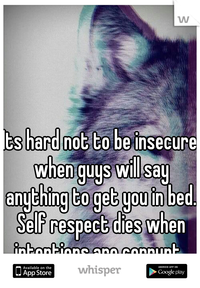 Its hard not to be insecure when guys will say anything to get you in bed. Self respect dies when intentions are corrupt. 