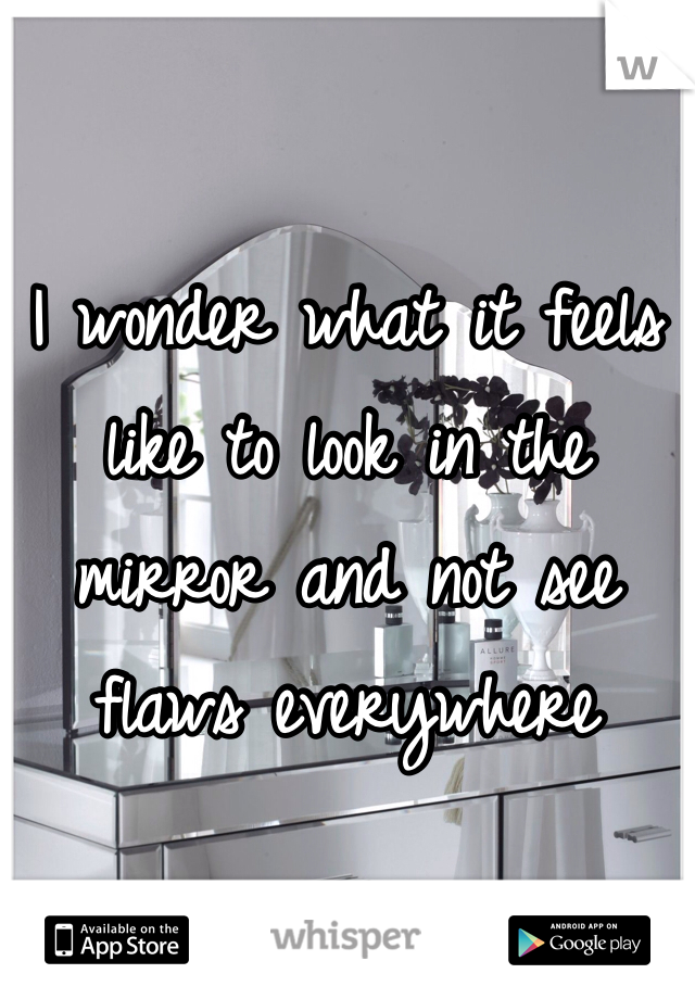 
I wonder what it feels like to look in the mirror and not see flaws everywhere