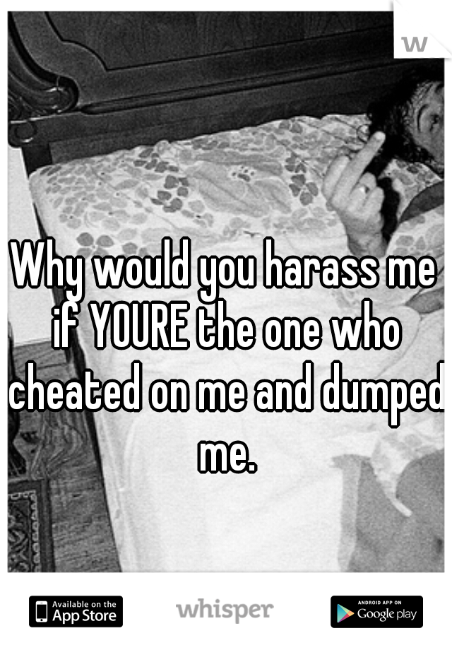Why would you harass me if YOURE the one who cheated on me and dumped me.
