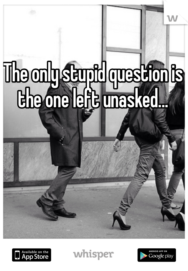 The only stupid question is the one left unasked...