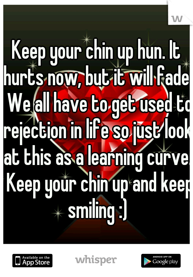 Keep your chin up hun. It hurts now, but it will fade.  We all have to get used to rejection in life so just look at this as a learning curve.  Keep your chin up and keep smiling :)