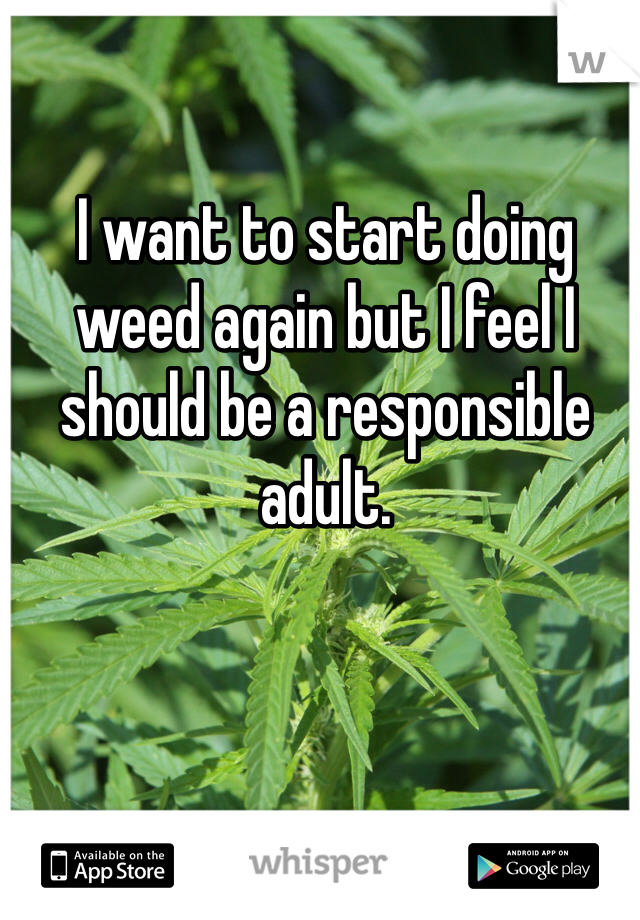 I want to start doing weed again but I feel I should be a responsible adult.
