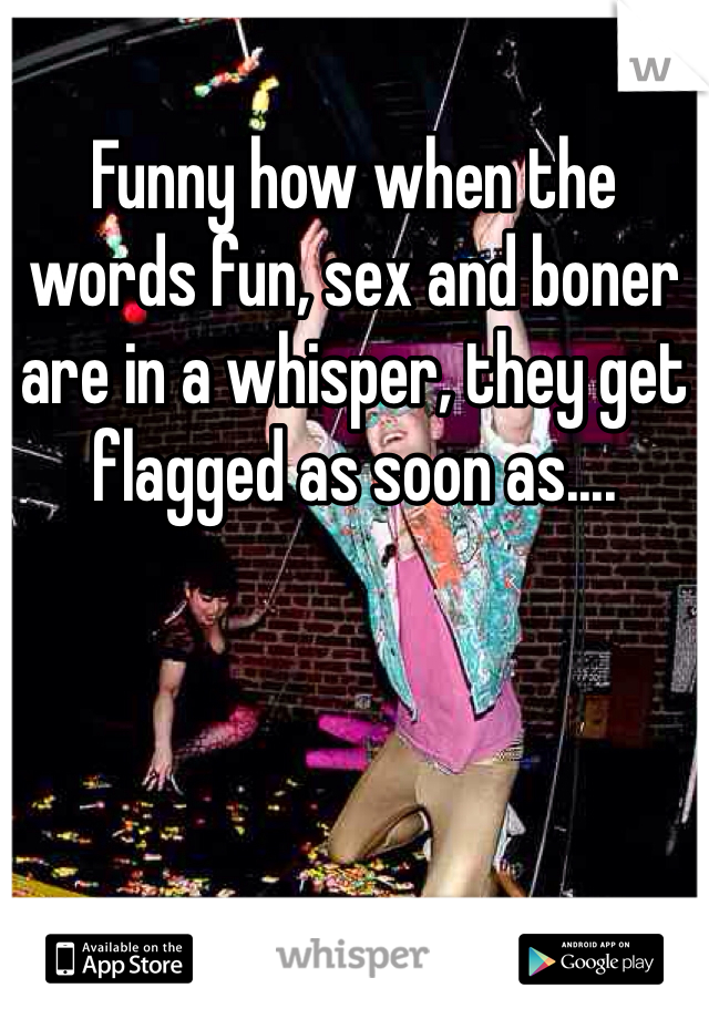 Funny how when the words fun, sex and boner are in a whisper, they get flagged as soon as....