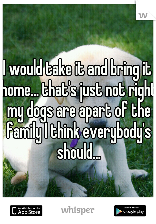 I would take it and bring it home... that's just not right my dogs are apart of the family I think everybody's should...