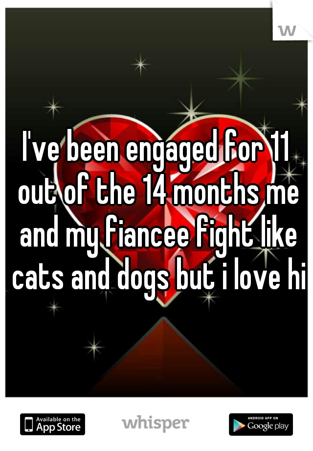 I've been engaged for 11 out of the 14 months me and my fiancee fight like cats and dogs but i love him