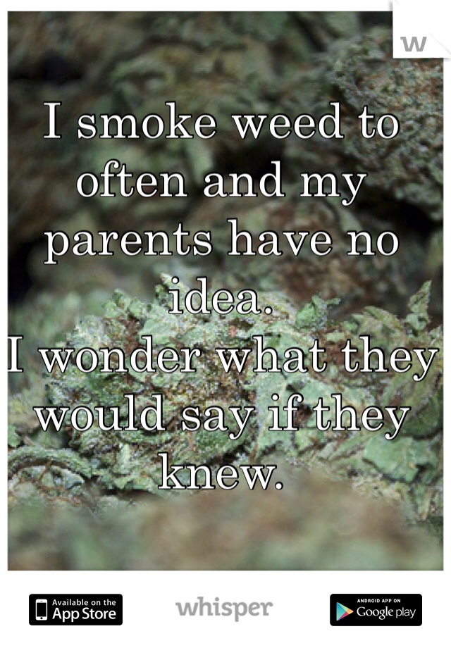 I smoke weed to often and my parents have no idea.
I wonder what they would say if they knew.