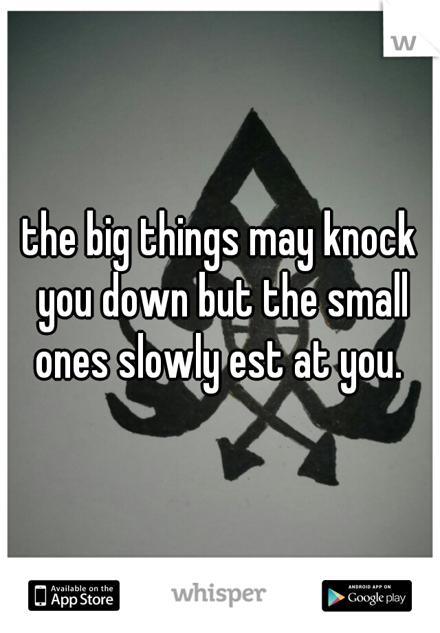 the big things may knock you down but the small ones slowly est at you. 
