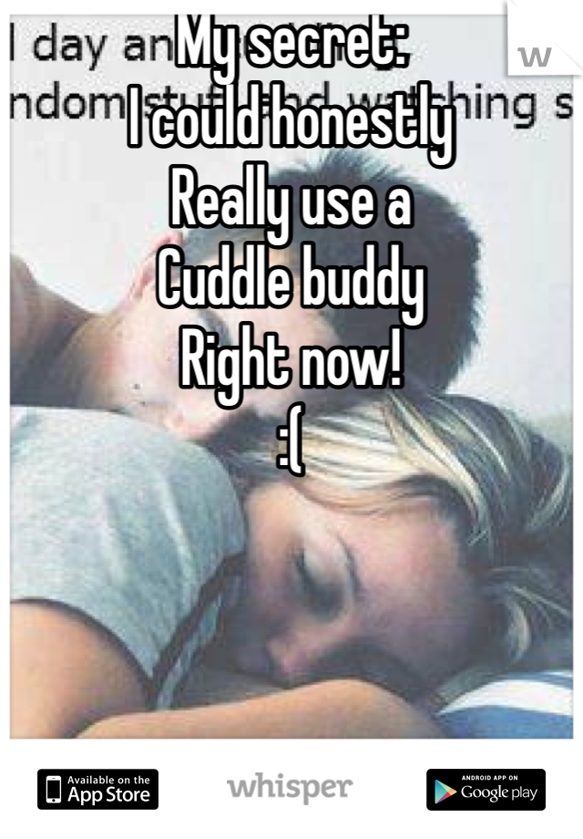 My secret:
I could honestly 
Really use a
Cuddle buddy 
Right now!
:(