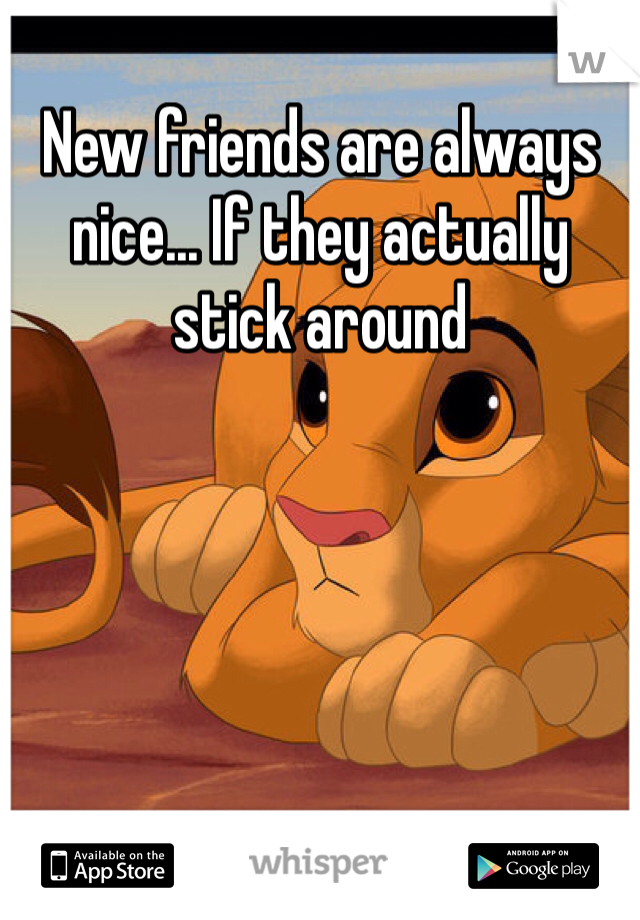 New friends are always nice... If they actually stick around