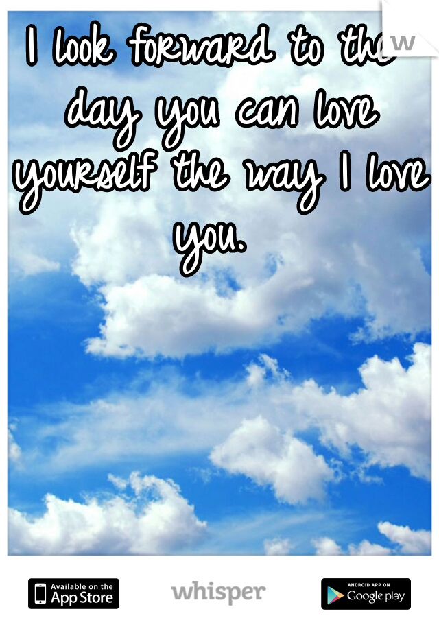 I look forward to the day you can love yourself the way I love you. 