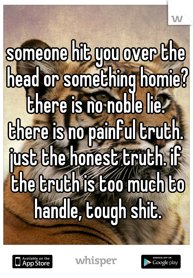 someone hit you over the head or something homie?
there is no noble lie.
there is no painful truth. just the honest truth. if  the truth is too much to handle, tough shit.