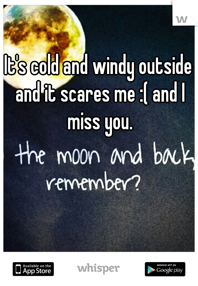 It's cold and windy outside and it scares me :( and I miss you.