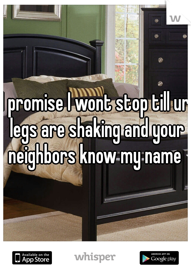 I promise I wont stop till ur legs are shaking and your neighbors know my name 