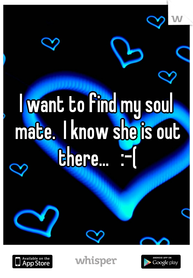 I want to find my soul mate.  I know she is out there...   :-(