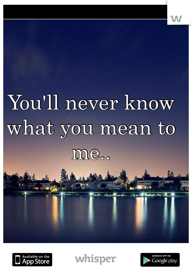 You'll never know what you mean to me.. 