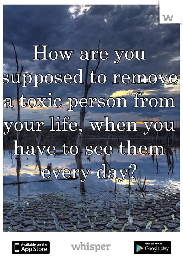 How are you supposed to remove a toxic person from your life, when you have to see them every day? 