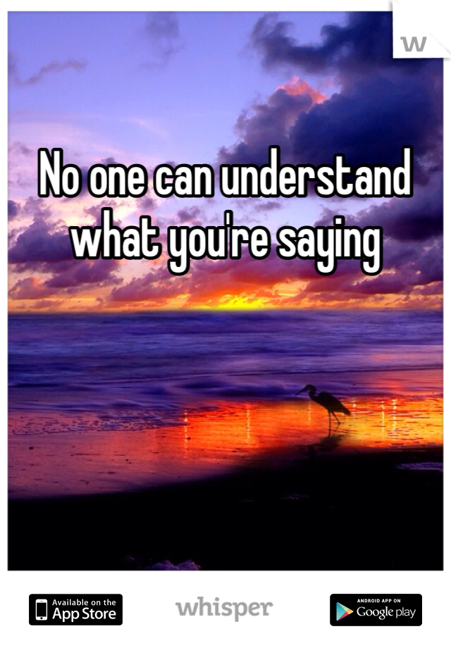 No one can understand what you're saying