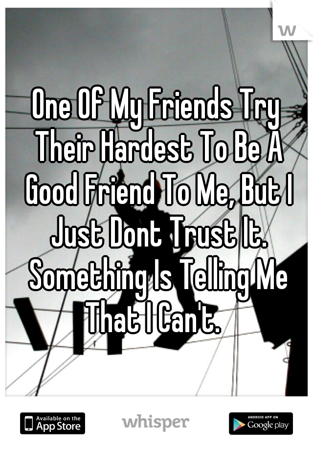 One Of My Friends Try Their Hardest To Be A Good Friend To Me, But I Just Dont Trust It. Something Is Telling Me That I Can't.  
