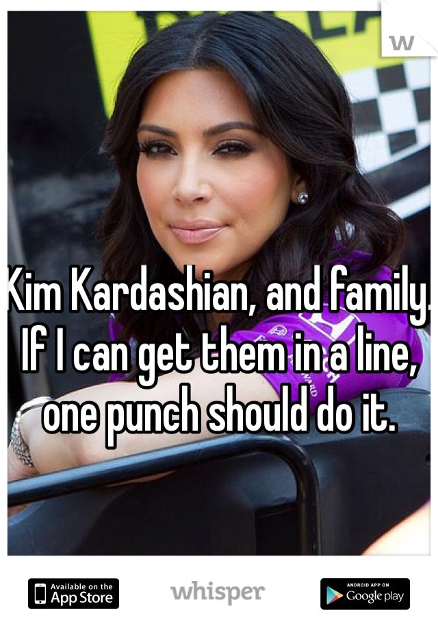 Kim Kardashian, and family. If I can get them in a line, one punch should do it.