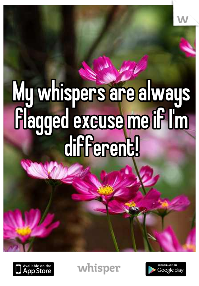 My whispers are always flagged excuse me if I'm different!