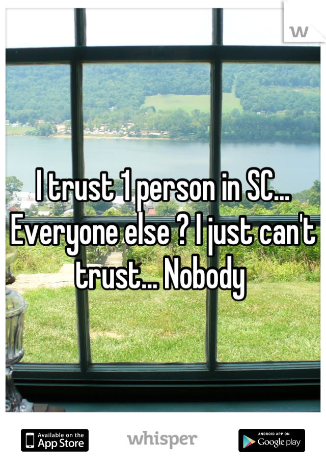 I trust 1 person in SC... Everyone else ? I just can't trust... Nobody 