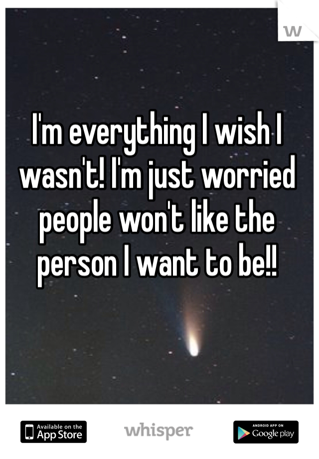 I'm everything I wish I wasn't! I'm just worried people won't like the person I want to be!! 