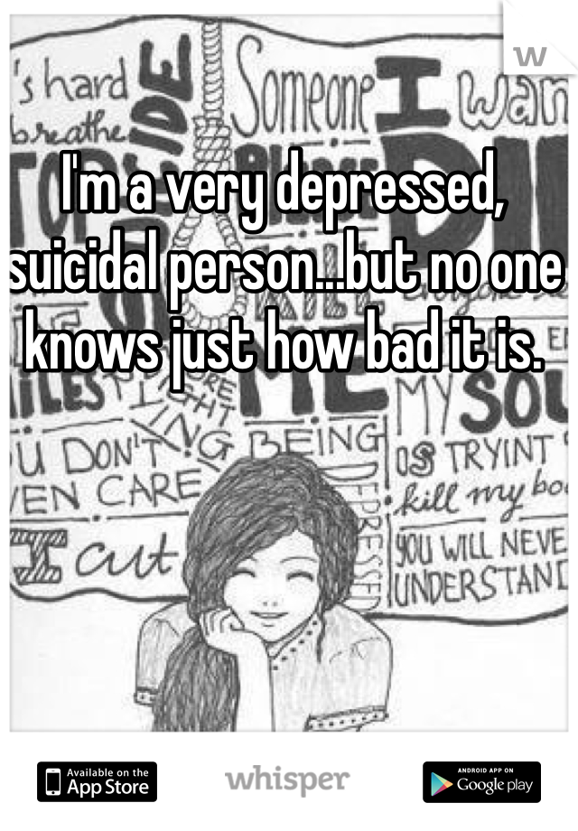 I'm a very depressed, suicidal person...but no one knows just how bad it is. 