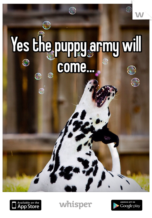 Yes the puppy army will come...