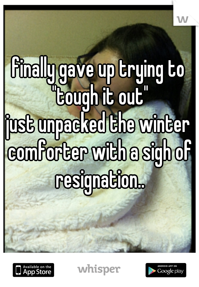 finally gave up trying to "tough it out"

just unpacked the winter comforter with a sigh of resignation..