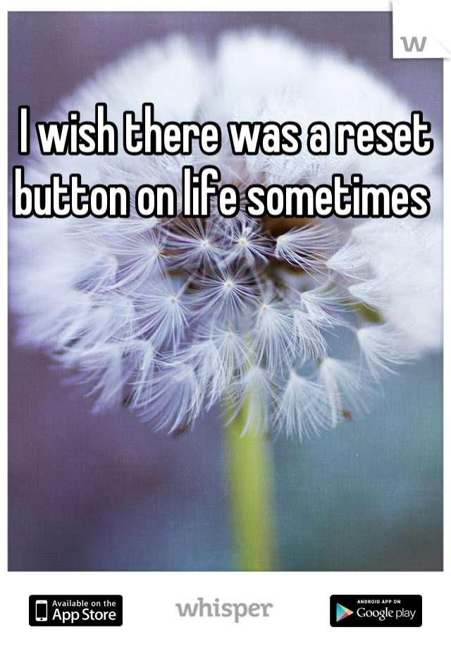 I wish there was a reset button on life sometimes 