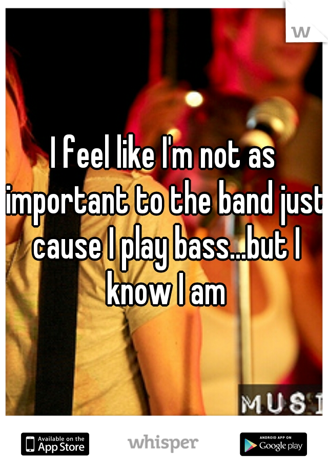 I feel like I'm not as important to the band just cause I play bass...but I know I am