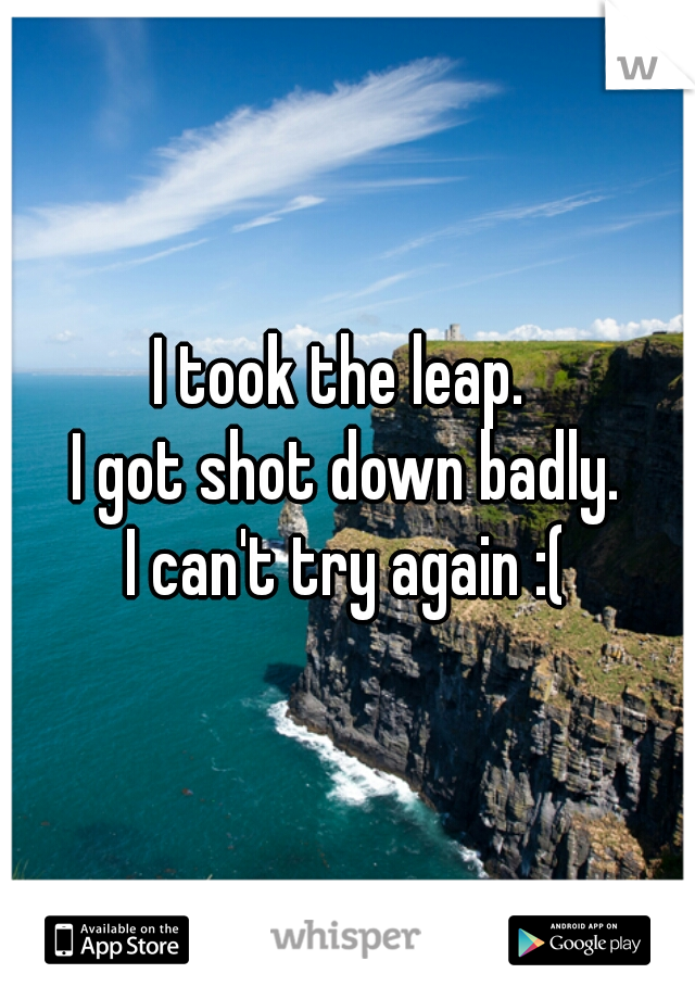 I took the leap. 
I got shot down badly.
I can't try again :(
