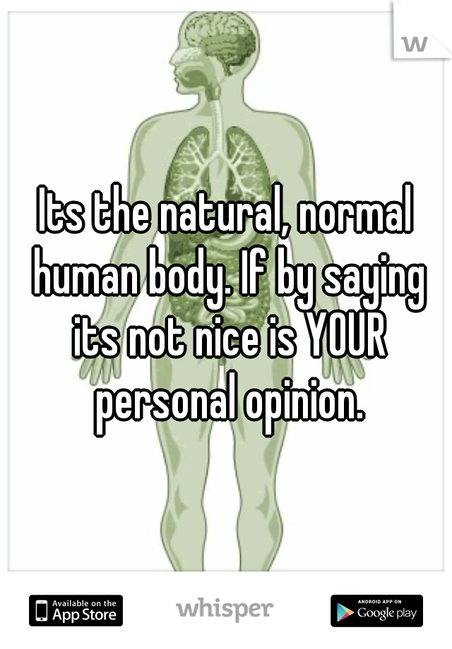 Its the natural, normal human body. If by saying its not nice is YOUR personal opinion.