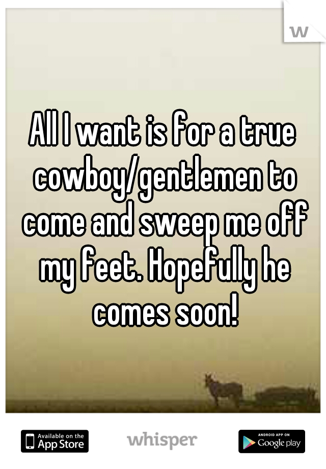 All I want is for a true cowboy/gentlemen to come and sweep me off my feet. Hopefully he comes soon!
