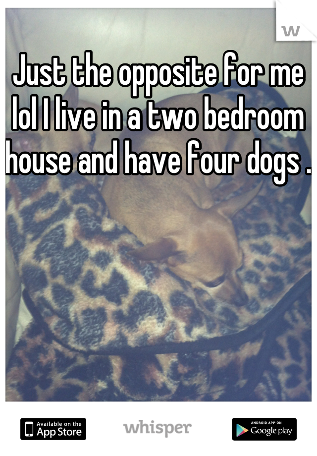 Just the opposite for me lol I live in a two bedroom house and have four dogs .