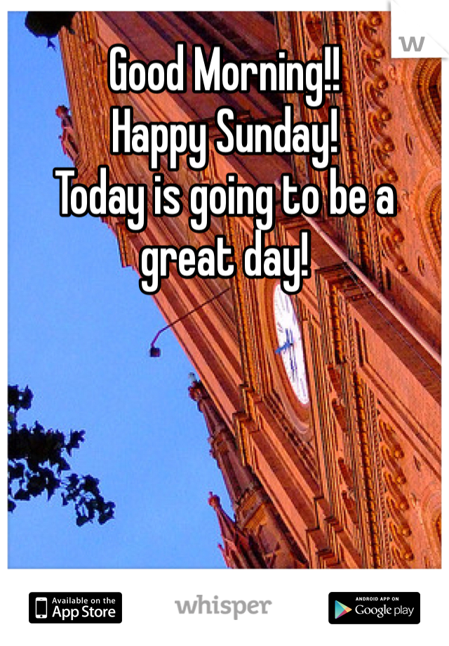 Good Morning!!
Happy Sunday!
Today is going to be a great day!