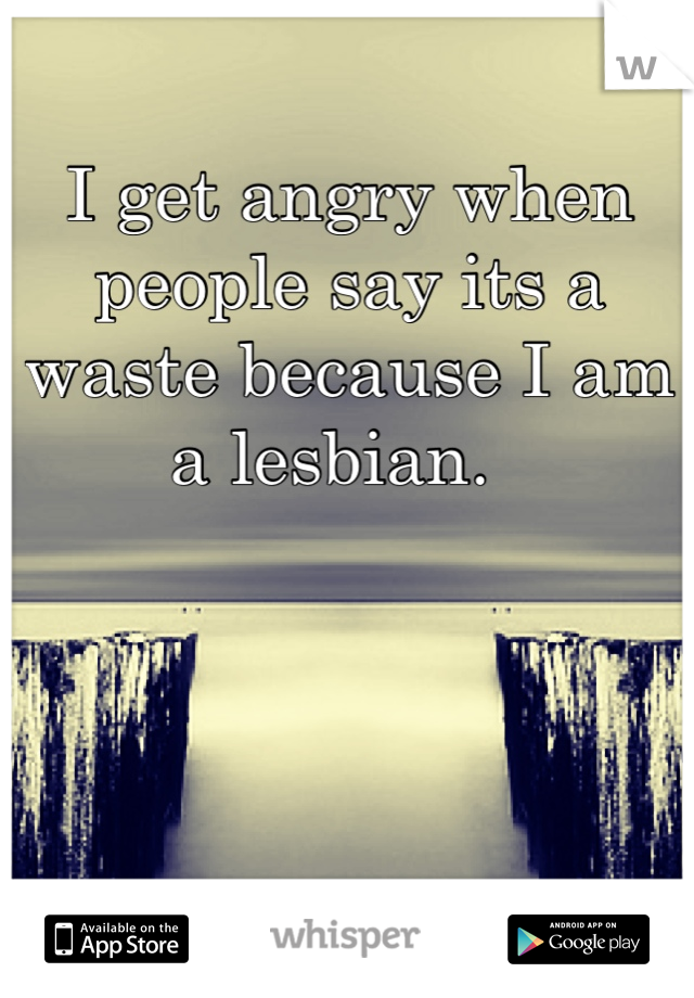 I get angry when people say its a waste because I am a lesbian.  