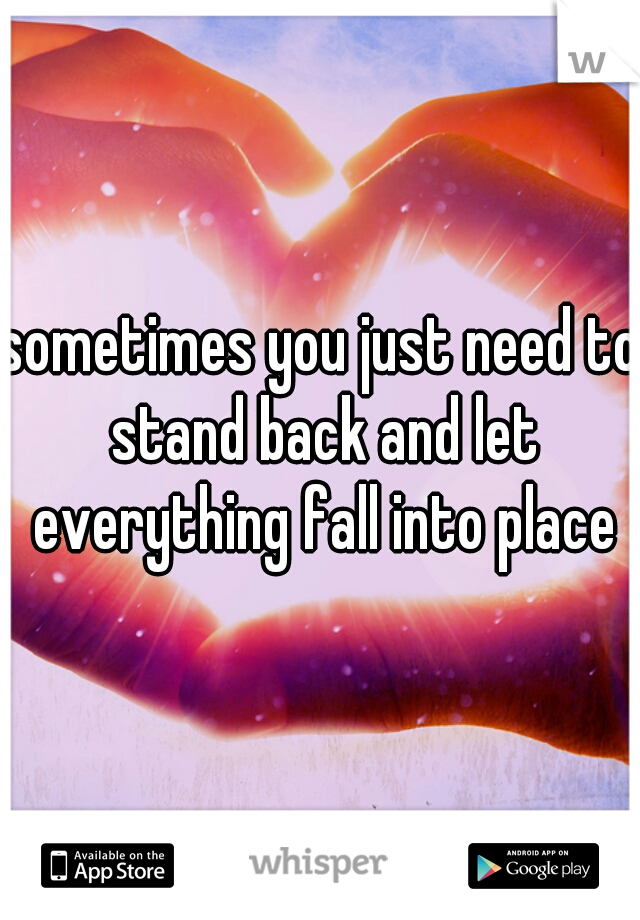 sometimes you just need to stand back and let everything fall into place
