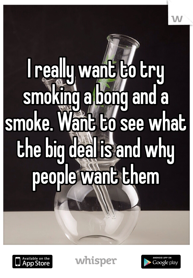 I really want to try smoking a bong and a smoke. Want to see what the big deal is and why people want them