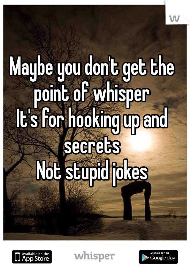 Maybe you don't get the point of whisper
It's for hooking up and secrets 
Not stupid jokes 