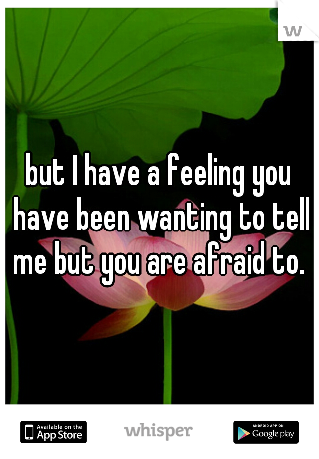 but I have a feeling you have been wanting to tell me but you are afraid to. 