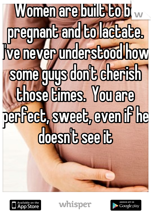 Women are built to be pregnant and to lactate.  I've never understood how some guys don't cherish those times.  You are perfect, sweet, even if he doesn't see it