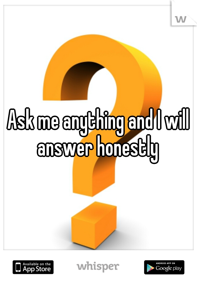Ask me anything and I will answer honestly 