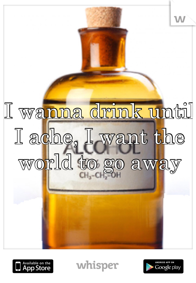 I wanna drink until I ache, I want the world to go away