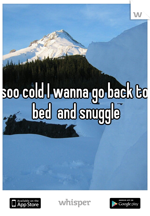 soo cold I wanna go back to bed  and snuggle