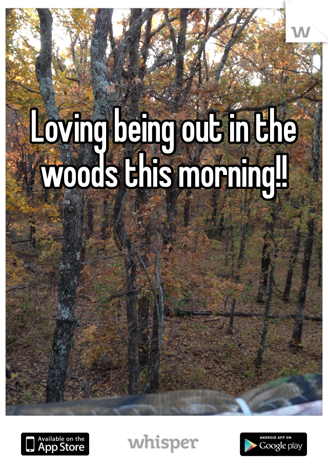Loving being out in the woods this morning!!