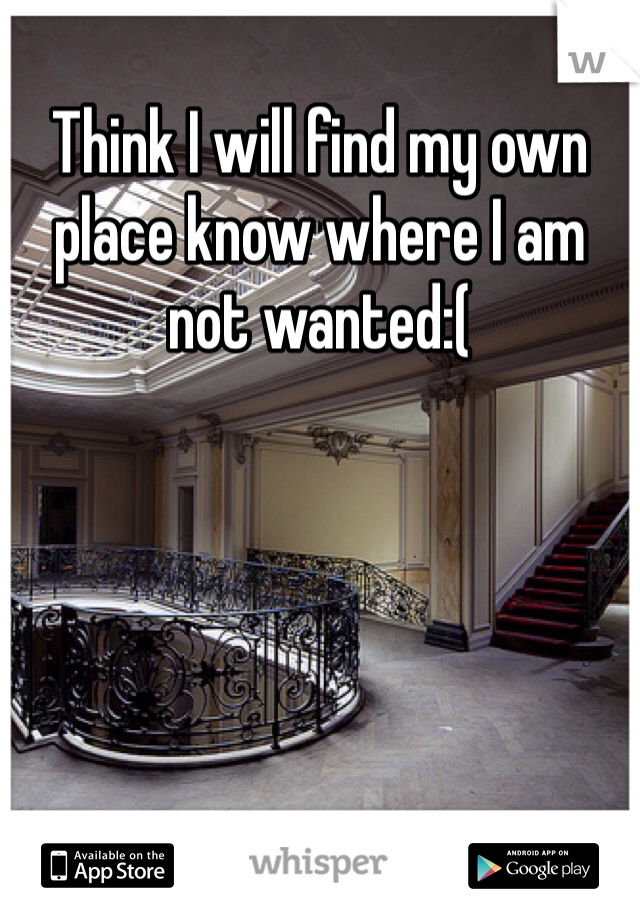 Think I will find my own place know where I am not wanted:(