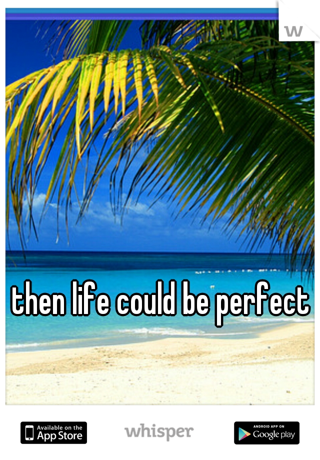 then life could be perfect